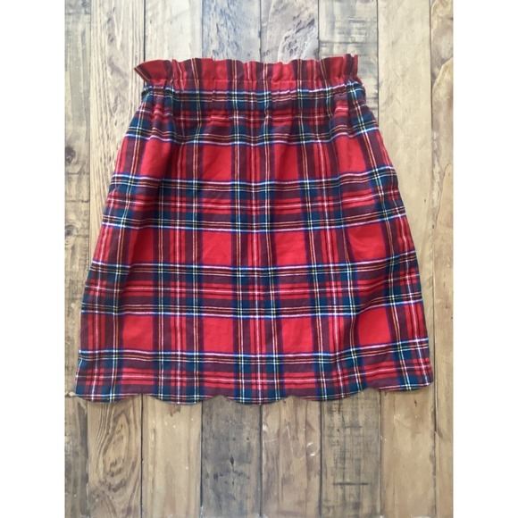 #10 Women's Red Plaid Flannel Scallop Skirt by Lauren James, Sz: XS - Picture 1 of 6